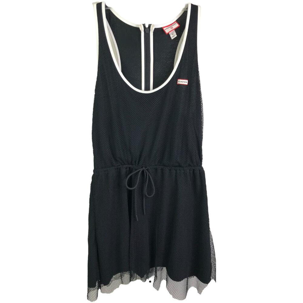 Hunter For Target A-Line Dress Women M Black Mesh Sleeveless Back Zip Drawstring